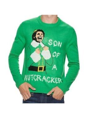 Men's ELF "Son of a Nutcracker" Buddy Sweater, Green, Size Small